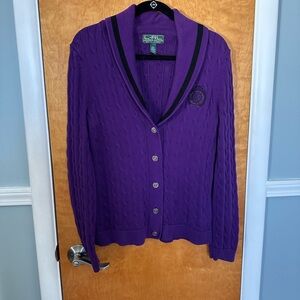 Ralph Lauren Deep Purple Shawl Collar Cardigan